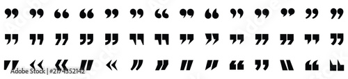 Fotografie Quotation marks icon set, double quote symbol vector illustration, black quote i