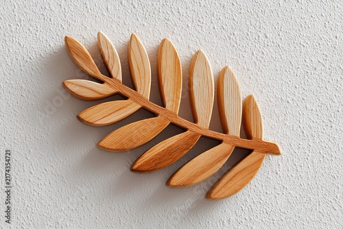 Wooden leaf wall decor, crafted from natural wood, showcases intricate detailing and smooth textures, enhancing interior design with a touch of nature and elegance