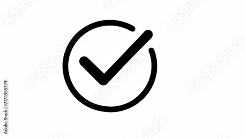 Minimal Check Mark Circle Icon Animation on White Background