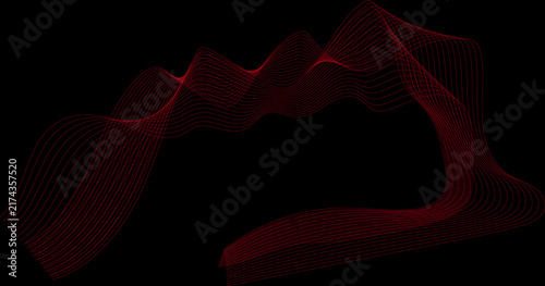 Foto Abstract red wave lines on black background, flowing digital frequency curves, d
