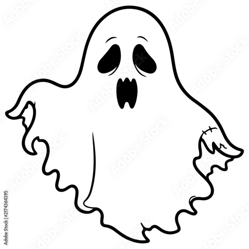 black and white cartoon ghost vector