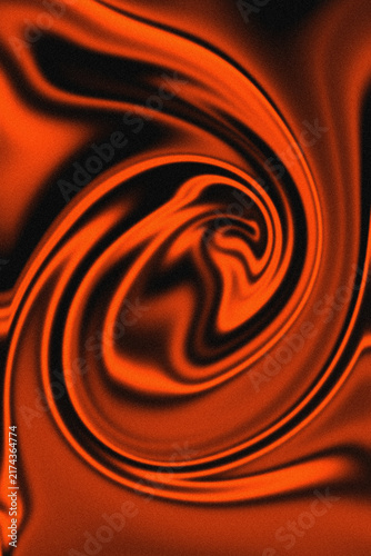 Abstract Orange and Black Liquid Fluid Motion Background with Grain Texture