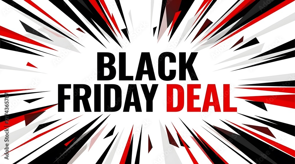 Obraz premium A vibrant black friday deal promotion features a striking radial burst design perfect for announcing sales and inspiring festive season shopping excitement