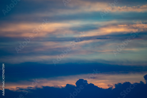 Beautiful sunrise with golden clouds cloudscape
