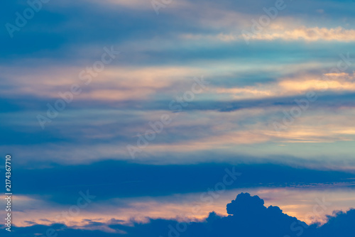 Beautiful sunrise with golden clouds cloudscape