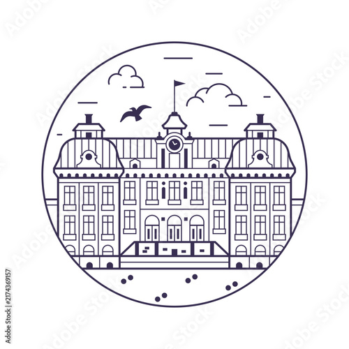 Drottningholm Palace Stockholm Landmark Line Icon