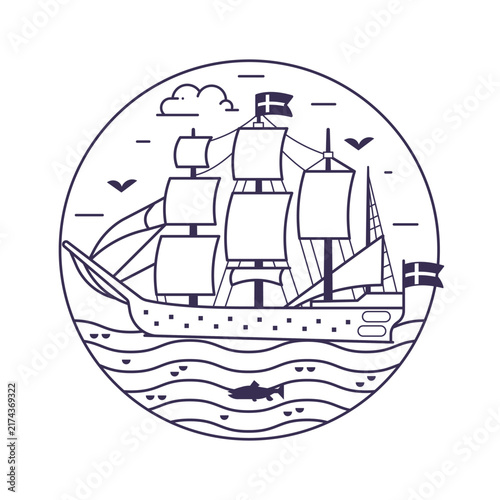 Traditional Sweden War Sailing Ship