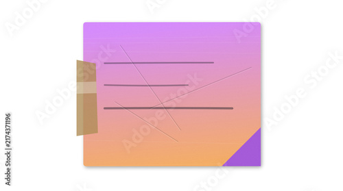 Gradient sticky note with lines and tape illustration for school project usage.