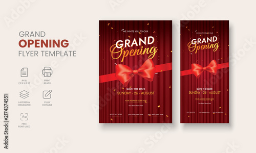 Grand Opening Flyer Template, Realistic grand Opening Invitation, Inauguration Flyer Template, Grand opening ceremony invitation flyer