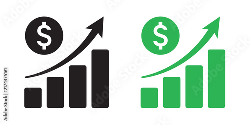 Growth charts with dollar signs, illustrating financial progress and investment concepts