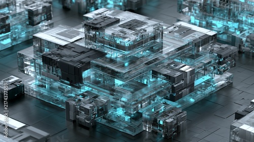 Edge Computing Infrastructure with Modular Data Center Architecture, Cloud Network Technology and Advanced Digital Systems for Enterprise Technology Backgrounds, Presentations and Web Design Hero