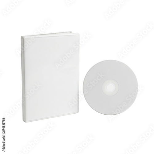 Blank white dvd case and disc isolated on transparent background