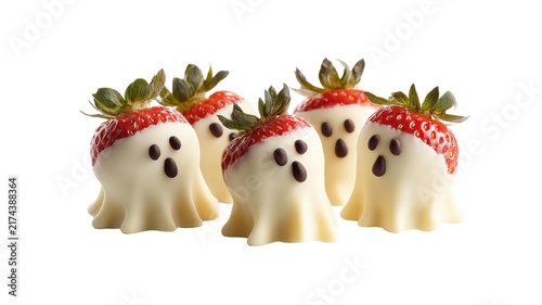 Group of ghost strawberries with chocolate