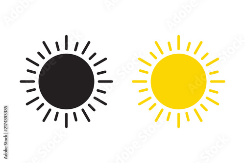 Sun icons vector. Shine sun ray set. Sunshine vector sign. Sunset icon collection.