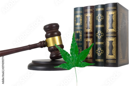 Judicial Gavel and Cannabis Marijuana Leaf Representing Cannabis Law and Legalization