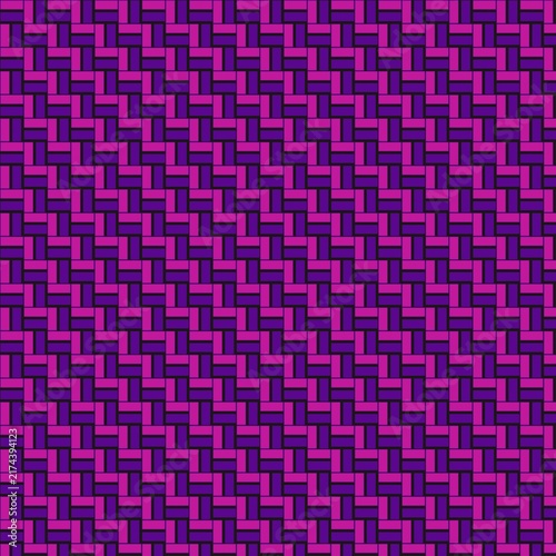 Geometric pattern features diagonal rows of purple and magenta rectangular blocks creating a structured texture.