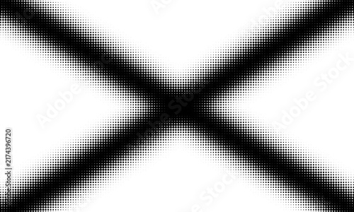 Abstract Background Featuring A Bold Blurred Black Cross halftone Shape Centered On A Crisp White Canvas Creating A Simple Geometric Visual Effect