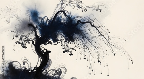 Abstract Ink Explosion with Dynamic Black and White Contrast for Creative Design and Branding