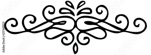 Black ornate flourish divider, vintage decorative scroll and swirl border vector
