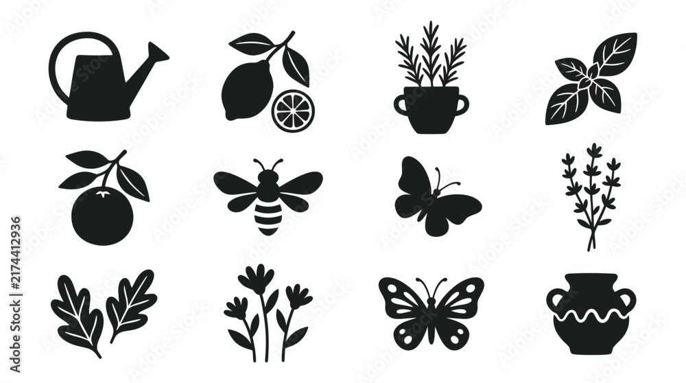 Obraz premium Collection of Garden and Nature Icons.