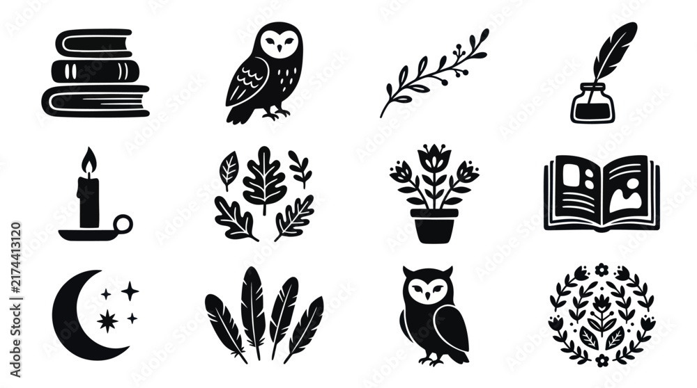 Obraz premium Collection of Mystical and Educational Icons.