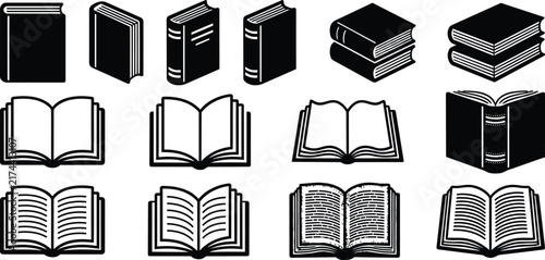 Books, notebooks, manga, ebooks (black icon)
