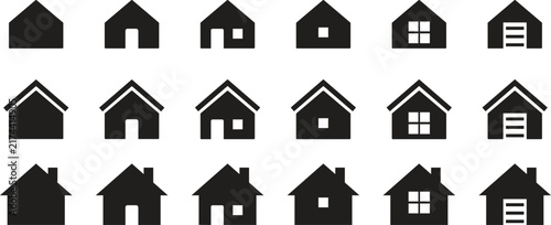 Home icon. Solid house silhouette with roof and window for real estate, apps and property tools vector. Minimal building shape for interfaces, maps and housing services sign. Clean dwelling concept.
