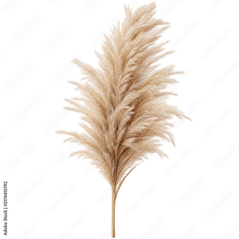 Fototapeta premium Ivory pampas grass plume isolated on transparent background