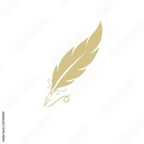 Fotografía Golden Quill Pen Illustration with Vintage Swirls