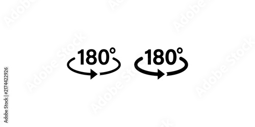 Foto Two 180 degree rotation arrow icons in black color used for indicating perspective change or spinning product view