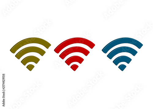 Fotografía Three colorful wi fi signal wireless internet icons with wireless