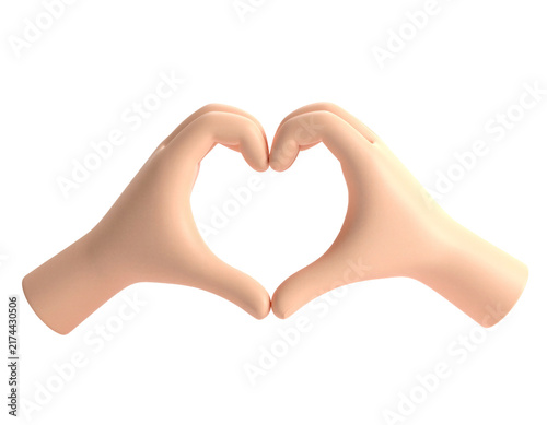 3D Human Hands Forming Heart Shape Love Gesture Symbolizing Romance Affection Care Friendship and Support on isolated background