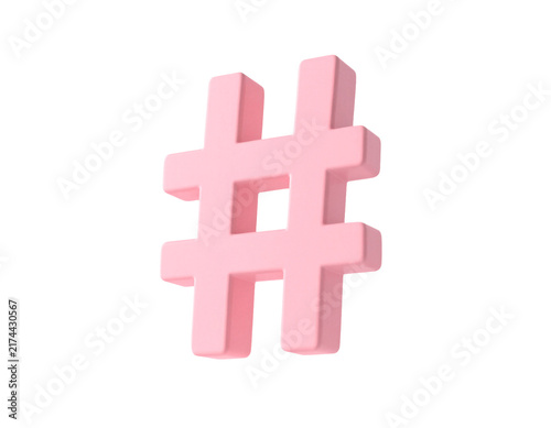 3D Pink Hashtag Symbol Icon for Social Media Trending Topics Keywords Online Marketing and Digital Communication on isolated background
