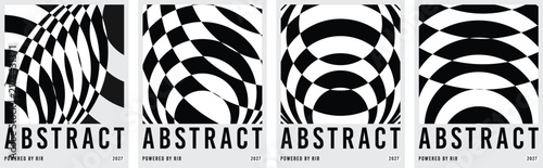 Abstract black and white geometric pattern poster set