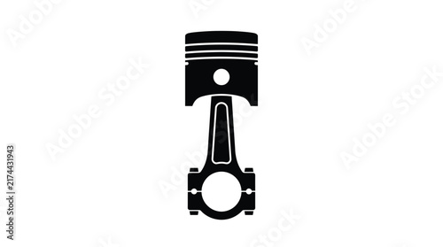 Cuadro en lienzo Engine piston and connecting rod illustration black silhouette