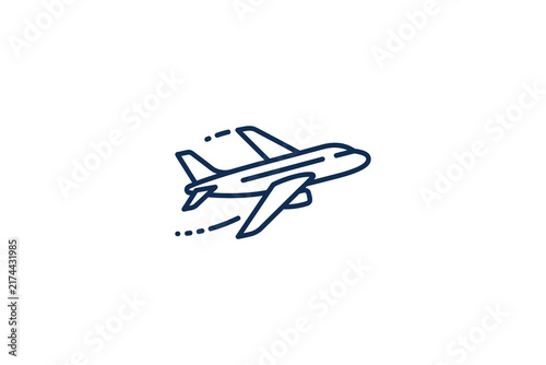 Minimalist outline icon of a commercial passenger airplane in flight.