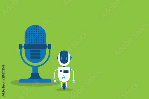 Future Podcasting Concept with AI Robot and Microphone for Intelligent Digital Media