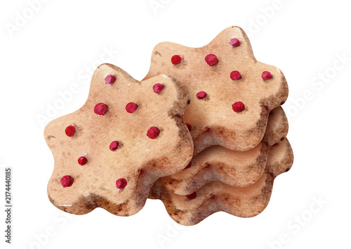 Konstfotografi Watercolor star-shaped cookies with red sprinkles in a sweet bakery composition