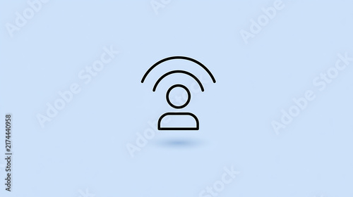 Minimalist digital profile icon with signal waves on soft blue background for modern technology website design and corporate presentation