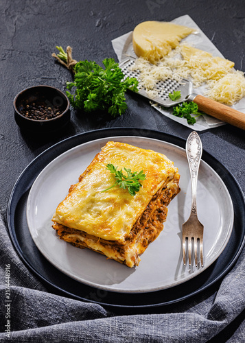 Lasagne au boeuf prepared in classic French style