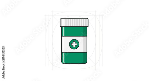 Medical Prescription Bottle Illustration Highlighting Health and Pharmaceutical Remedies