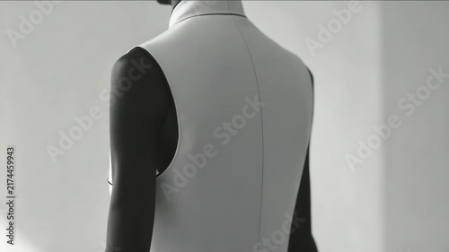Fashion display of a stylish white vest with pockets in a modern setting