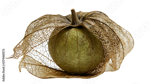 Foto Isolated Physalis fruit with intricate dried papery husk, a unique and decorative edible