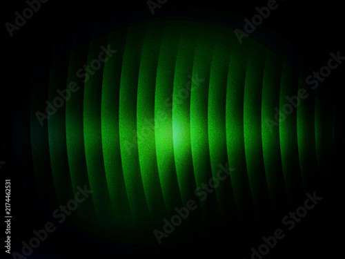Green laser light diffraction pattern with vertical stripes on a black background.