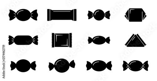 Sweet Candy Icons, Chocolate Wrappers, Confectionery Vector Set, Dessert Packaging Graphics