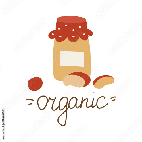 Organic homemade apple jam. A hand-drawn-style clip art vector image on a transparent background.