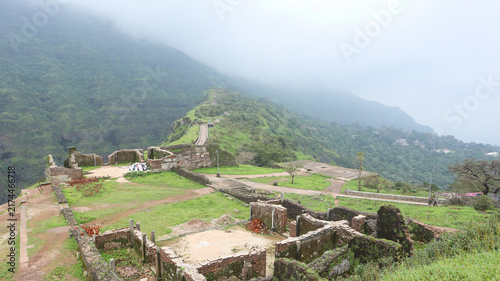 Fortress of Pavagadh During Rainy Days with Greenery, Champaner Pavagadh, Gujarat, India.