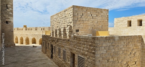 Interior Building inside The Citadel of Qaitbay, a 15th-century defensive fortress located on the Mediterranean sea coast, on Pharos Island in Alexandria, Egypt. 