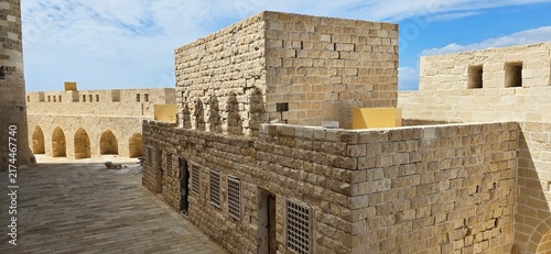 Interior Building inside The Citadel of Qaitbay, a 15th-century defensive fortress located on the Mediterranean sea coast, on Pharos Island in Alexandria, Egypt. 