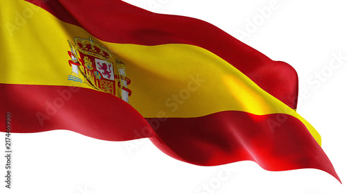 Foto Isolated waving national flag of Spain with vibrant red and yellow colors and co